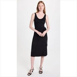 Vince Scoop neck wrap tank dress black knit stretch new With Tags Medium
